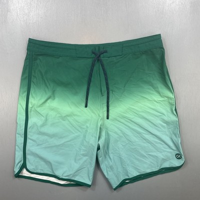 Outerknown Board Shorts Mens 34 Scallop Gradient Swim Trunks Surf Pool Beach GRN