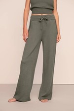 Eberjey Softer Recycled Lounge Wide-Leg Sweatpants In Smoli size Medium
