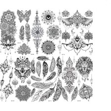 6 Unique Black Henna Temporary Tattoo Stickers for Adults   Elegant Body Art