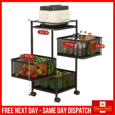 3 Ebenen Drehbar Küche Aufbewahrung Regal Gemüse Organizer Servierwagen