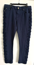 Carolina Herrera Slim Legs & Embroided Side Pant - Royal Blue - Size 4.