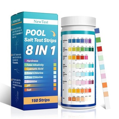 Pool Salt Test Strips: 150CT 8 in 1 Professional Pool Test Strips for Salt Water