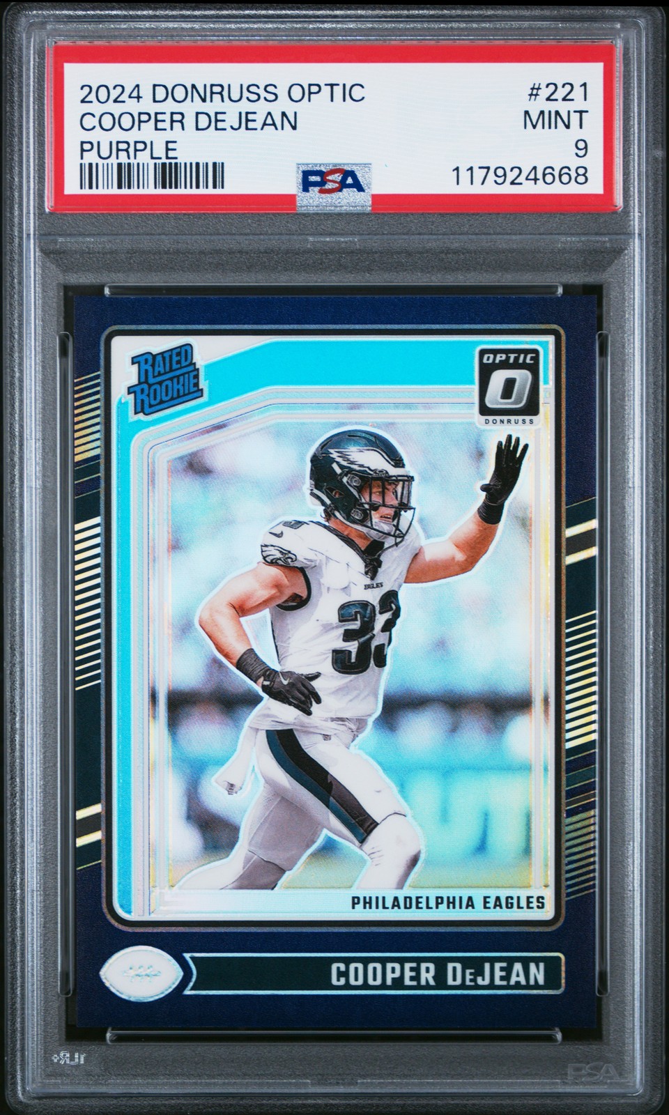 2024 PANINI DONRUSS OPTIC PURPLE #221 COOPER DEJEAN 52/60 PSA 9