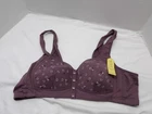 Purple Floral Front Closure Bra with padding Wireless Women's Size 40C NWT