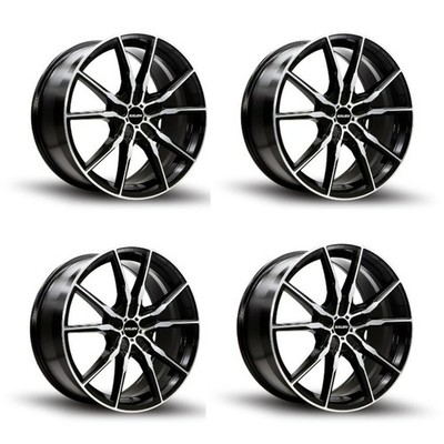Set 4 18'' Kalon Wheels Pyro 202 Black Machined Face 18x8 Wheels 5x108 5x115 40mm