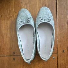 Carter's Silver Glitter Bow Ballet Flats Girls US 3