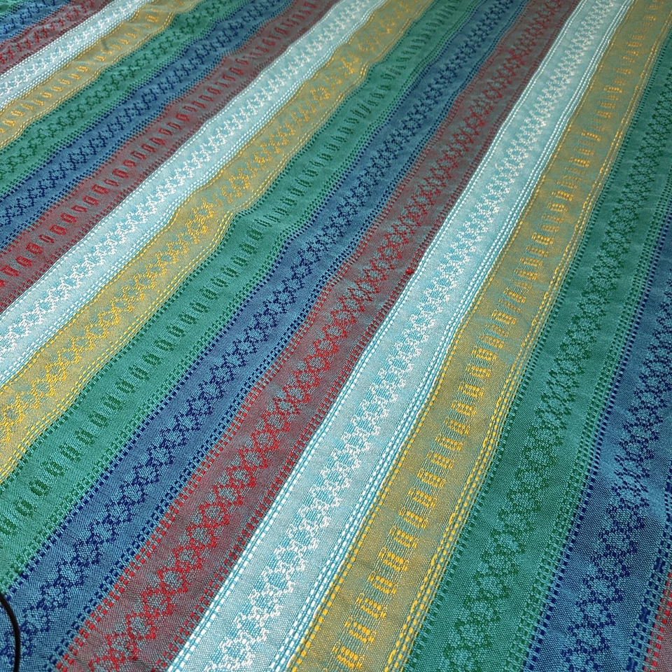 Fiesta Antiqua Stripe Multi Color Striped Oblong Tablecloth 96x58 Rectangle  - Image 3 of 4