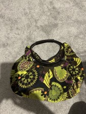 Billy Bag London Medium Green & Purple Floral Cloth Handbag.