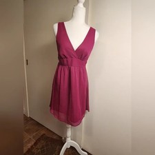 Forever 21 Magenta Fuchsia V-Neck Sleeveless Mini Dress Large