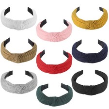 Knotted Headbands for Girls, 9Pcs Wide Plain Turban Headband