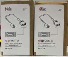 Lot of 2 - Masimo MD14-05 RD Set Series Patient Cable, 5ft, Ref 4080