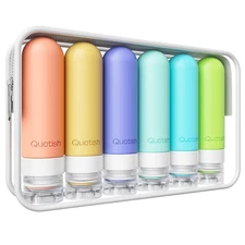 Travel Bottles Set 6-Pack Leakproof 3oz TSA Approved Silicone Containers 