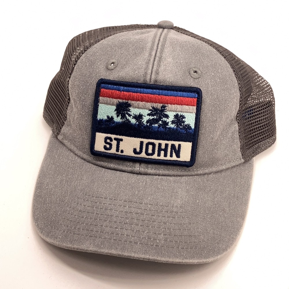 St. John tropical patch hat gray unstructured tru… - image 2