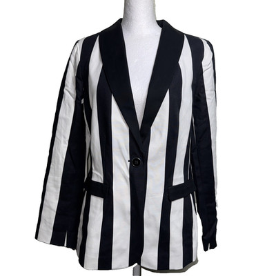Chico's Black Label Striped Blazer Jacket Bold Monochrome Avant-Garde Chic 0 (S)