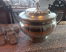 antyczny Bowle WMF posrebrzany secesyjny / art deco oryginalna szklana wkładka grawerowana