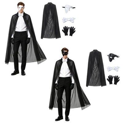 4 Pcs Half Face Mask Comfortable Magician Dress Up Set Cosplay Bowtie Cape Soft