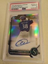 2022 Bowman Chrome Charlie Welch #263/499 AUTOGRAPH REFRACTOR #CPA-CW PSA 10