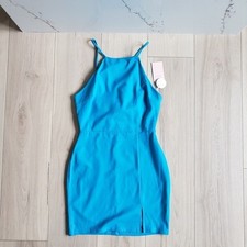 Blashe Dress Womens S Blue Bodycon Mini Strappy Open Back Summer Party