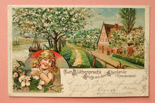 Hamburg B) K&uuml;nstler E E Litho AK Hamburg Altenlande 1901 Kirschenland Gru&szlig; aus