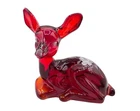 Vintage Fenton Ruby Red Amberina Glass Fawn Deer Figurine Hand Painted Christmas