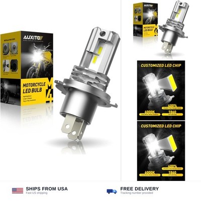 AUXITO H4 Light Bulb Hi/Low for Motorcycle, 400% Brighter, 9003 Bulb 6000K Co...
