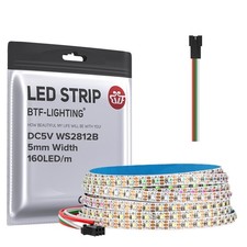 BTF-LIGHTING WS2812B IC RGB 5mm Ultra Narrow LED Strip 9.8FT, Multicolor