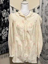 christian dior beautiful vintage cream and pink floral blouse size medium