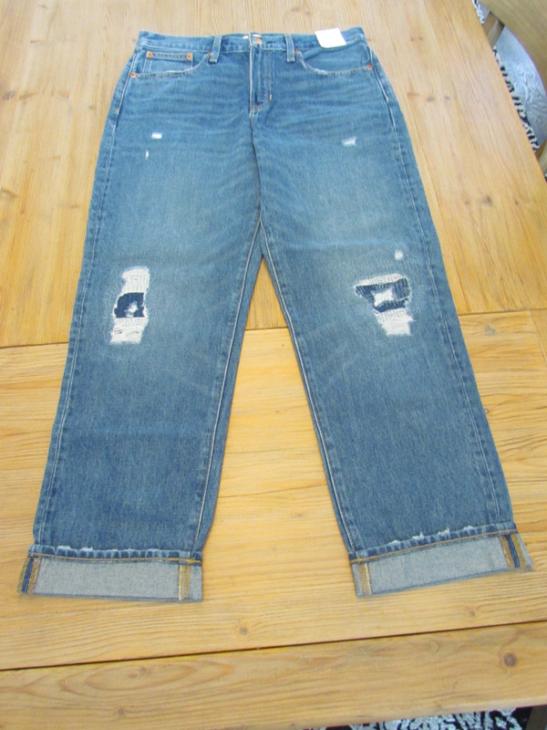 NWT J.Crew Women's Size 28 Slouchy Boyfriend Jean Patchwork Blue Wash AV758