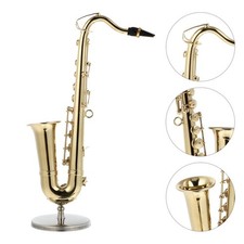 1 Set Practical Miniature Saxophone Adornment with Stand and Case Golden