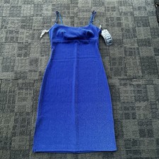 Vintage 90  s City Triangles Blue Glitter Fitted Dress Size M Brand New