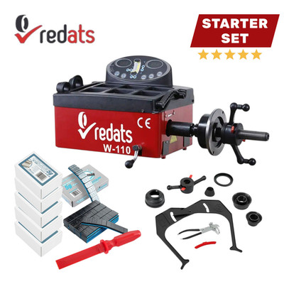 Halbautomatische Radwuchtmaschine mit Handantrieb PKW Transporter Starterpaket!