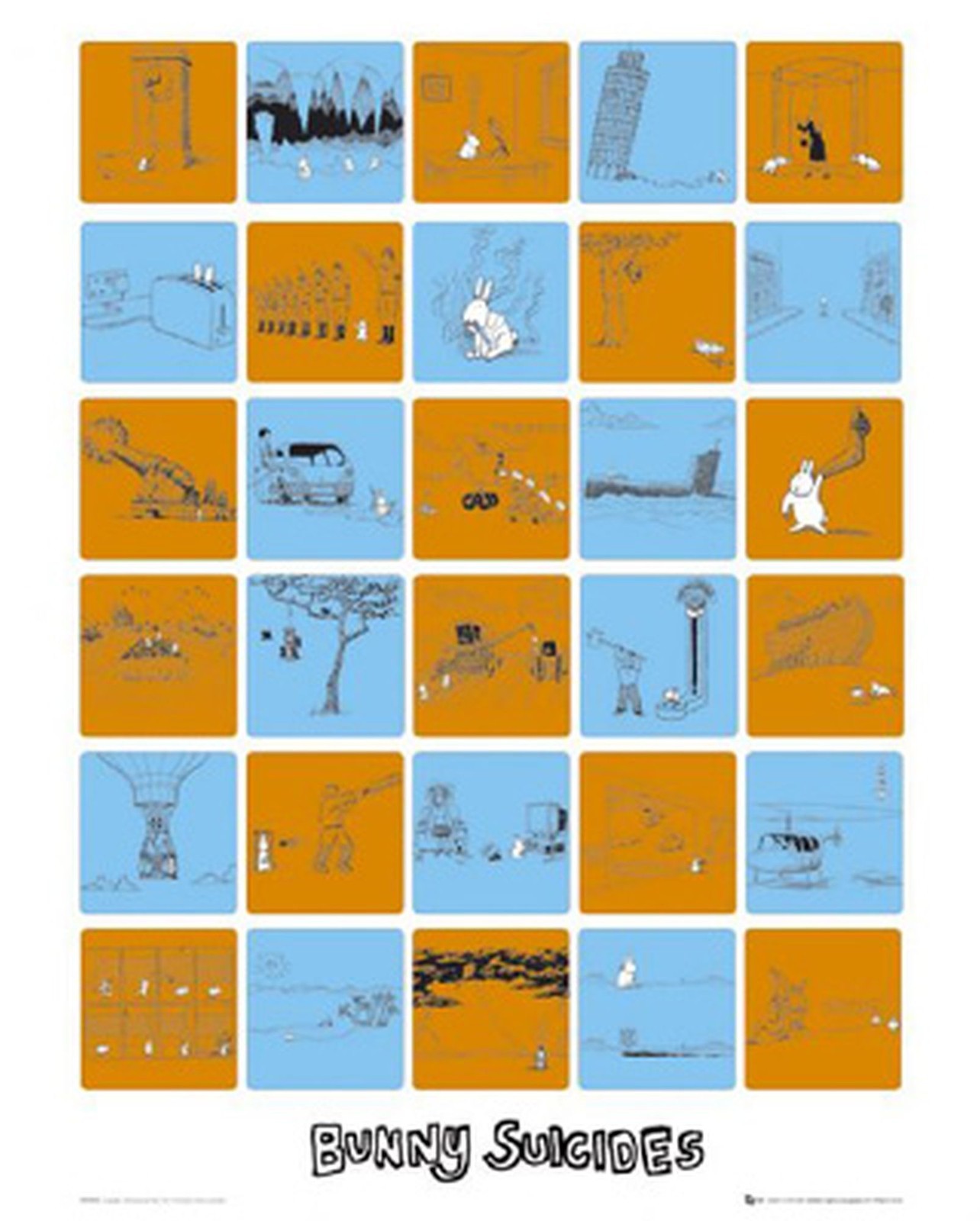 HUMOR POSTER~The Book of Bunny Suicides Little Fluffy Rabits Cartoon ...