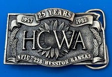 HCWA Hesston Kansas 125 year celebration Vintage 1982 Belt Buckle  ONE 