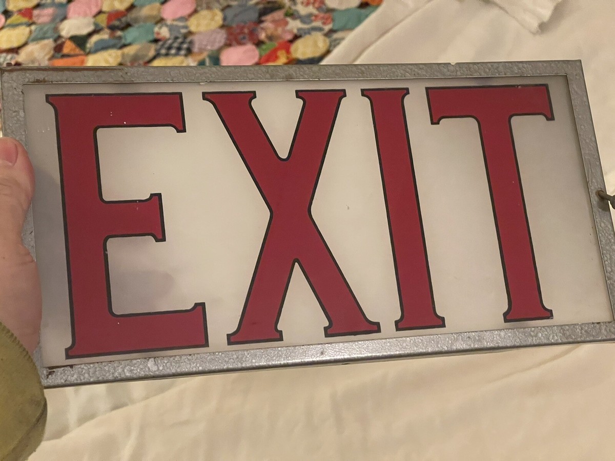 L2504-760 英国アンティークサインプレート小FIRE EXIT ヴィンテージ EXIT ライトサイン - アンティーク、ビンテージの