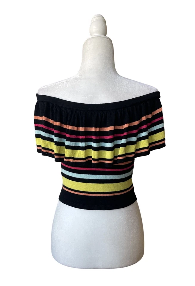 Top corto Guess Off The Shoulder Y2K con volantes boho talla S indie sleaze moda años 90 Foto 4 de 4