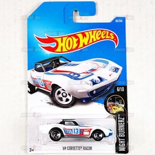 2016 Hot Wheels 69 CORVETTE RACER #86 white- Night Burnerz- HW 1:64 Mattel DWH81
