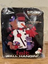 Titan Needlecraft SNOWMAN / ANIMALS 18"X14" Felt Wall Hanging Kit 442-A NEW 1985