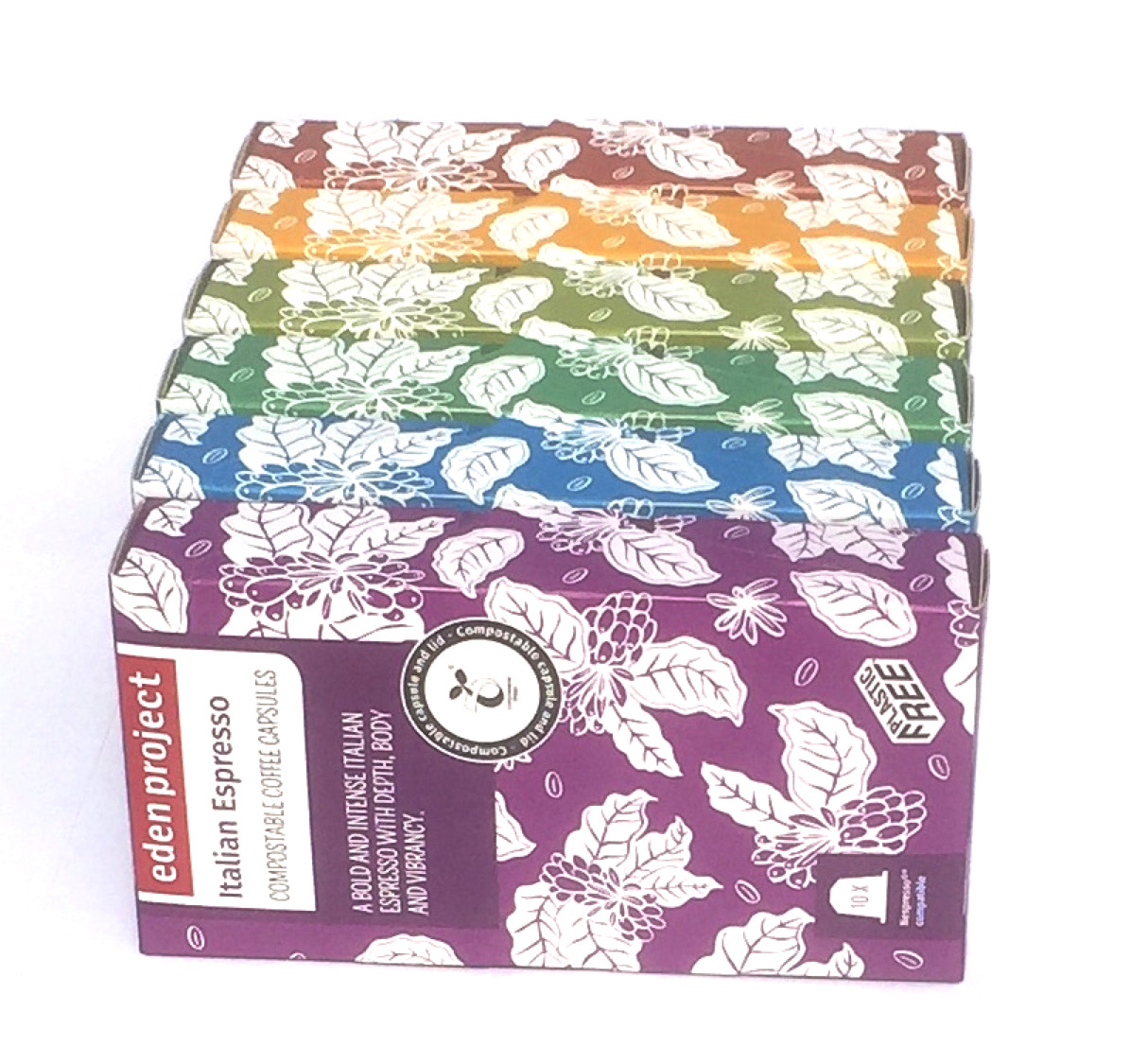 60 PLASTIC FREE EdenProject RAINBOW Home Compost Nespresso Compatible Pods
