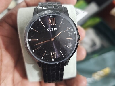 Guess Mens Blackish Gun Metal U 1072G3 Black Dial Watch With Box