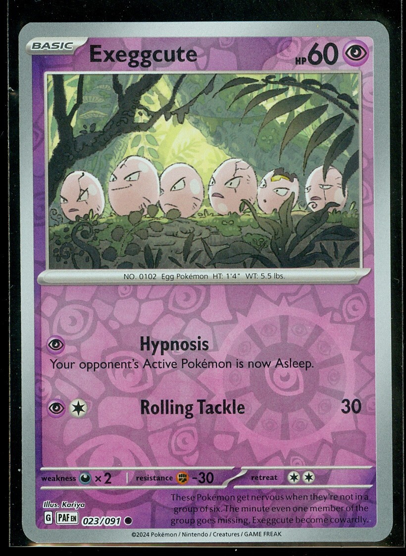 Pokemon EXEGGCUTE 023/091 - Paldean Fates - Rev Holo - - MINT