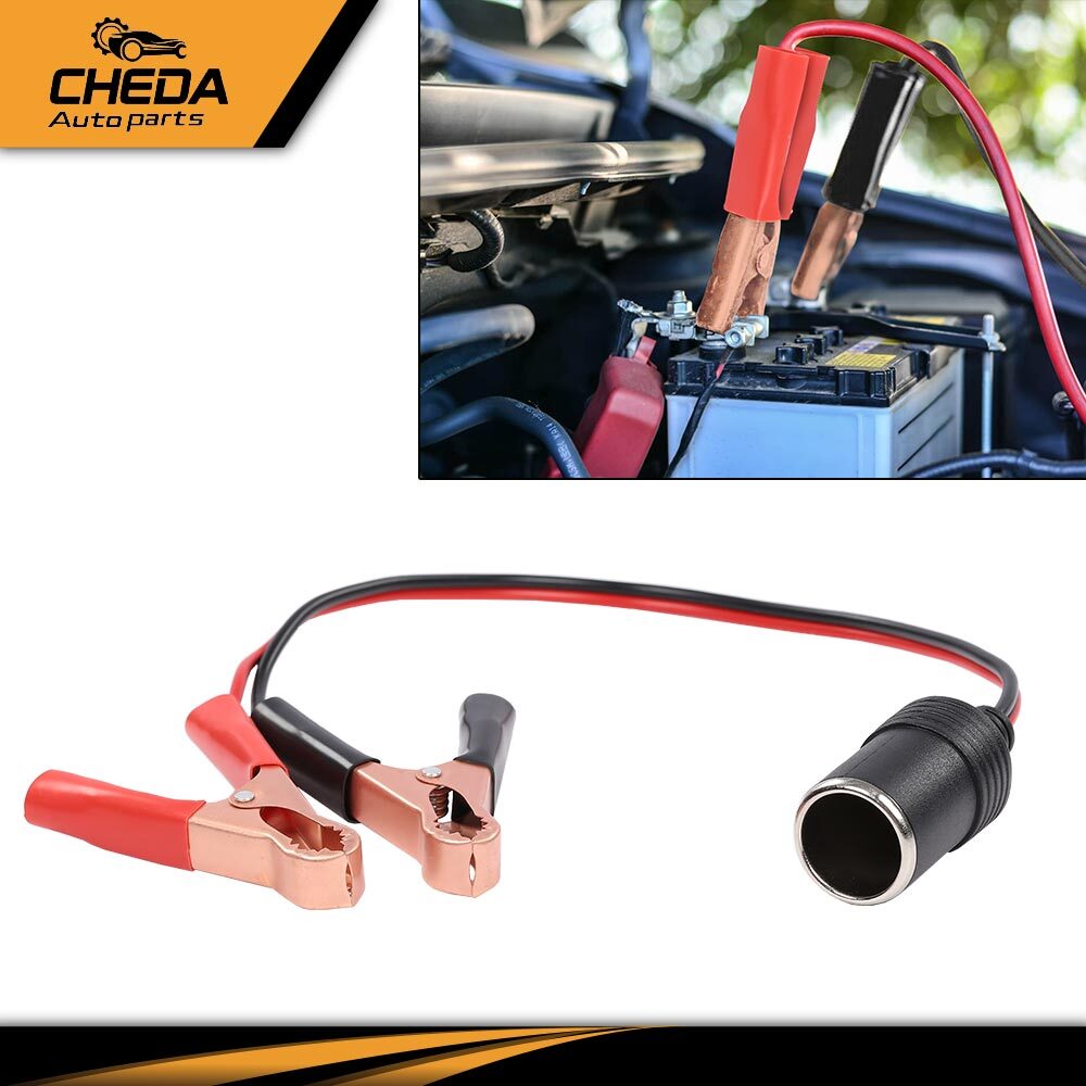 battery terminal to cigarette lighter adaptor 12 Volt 12V Battery To Cigarette Lighter Adapter Alligator Clamp Clip Car  Socket