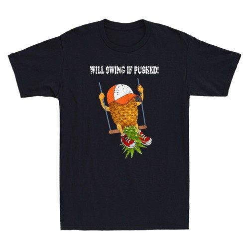 Will Swing If Pushed Funny Upside Down Pineapple Swinger Vintage Men's T-Shirt - Picture 3 of 8