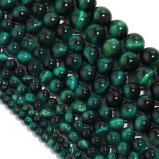 Natural Green Tiger's Eye Gemstone Smooth Round Loose Beads for Jewelry Making