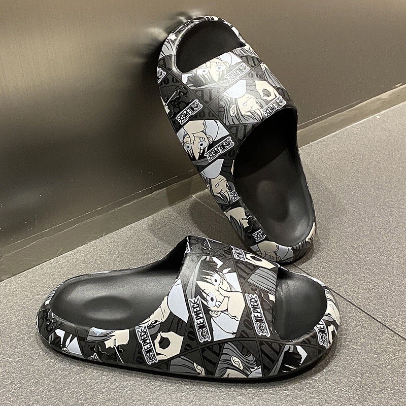One Piece Anime Skull Slides Sandals Mens Size 9 Black Anime Slip On NEW! One Piece Skull? SLIDES Black Sandals Men main image 2