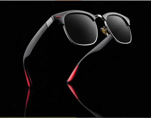 New Polarized Retro Sunglasses Mens Womens Vintage Designer Metal Half Frame NEW - Picture 1 of 11