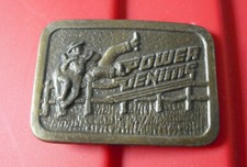 Vintage Brass Power Denims Belt Buckle 3" Wide