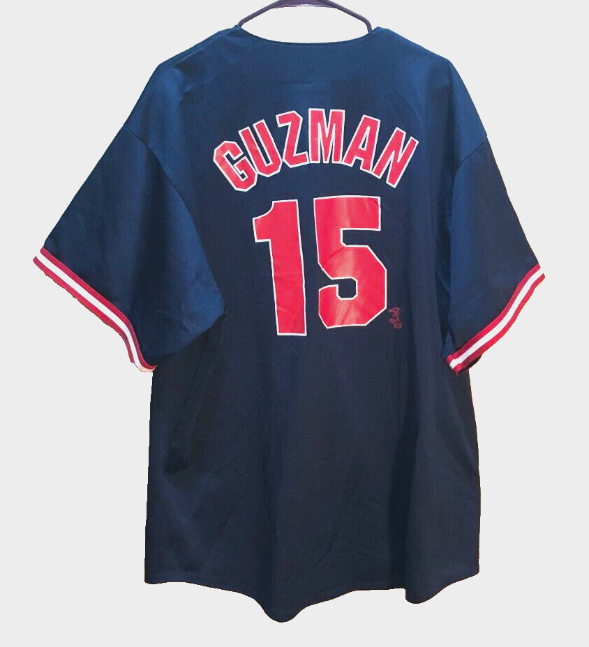 Camiseta azul majestuosa de Christian Guzmán #15 Minnesota Twins MLB vintage años 90