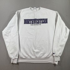 Champion Northwestern University Pullover Sweatshirt Mens XL White Fleece Cats