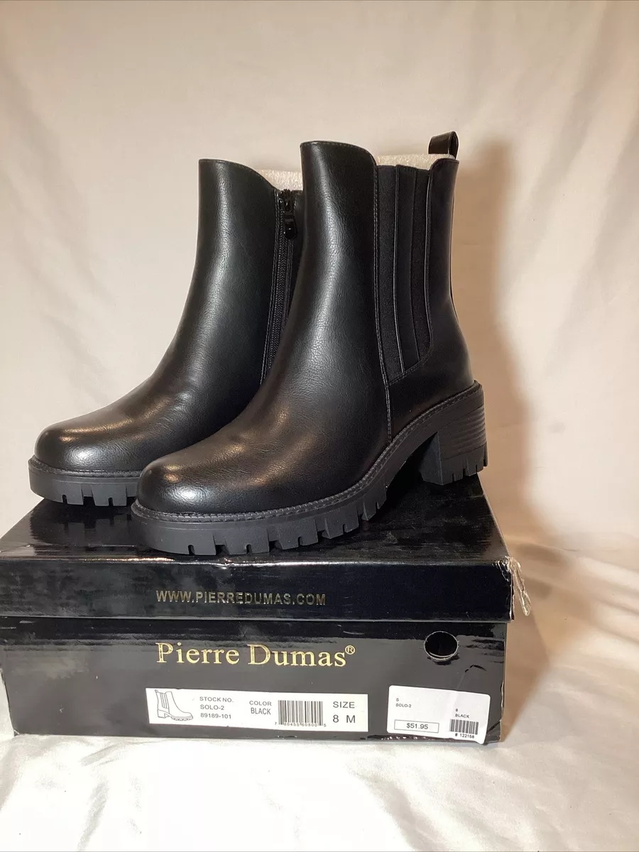 New In Box Women s Pierre Dumas Solo2 Zipper Black Boots Size 8
