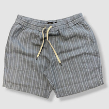 195 Vince Men's Blue Uneven Stripe-Hemp Shorts Size S